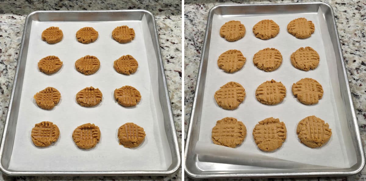 Baking einkorn peanut butter cookies.