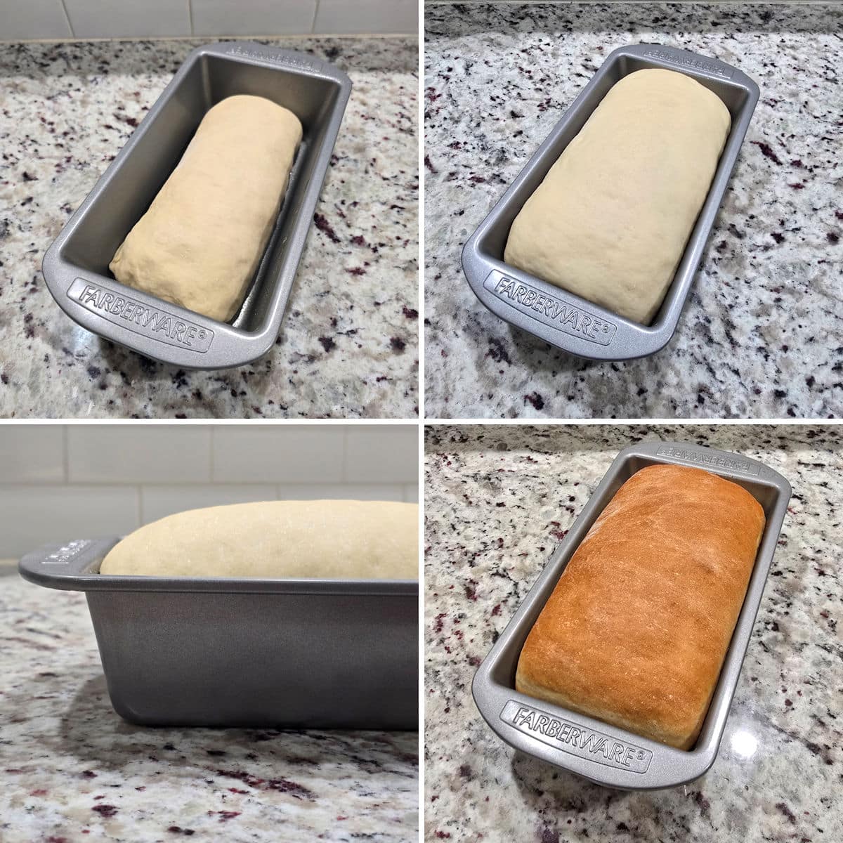 Baking sandwich bread in loaf pans.