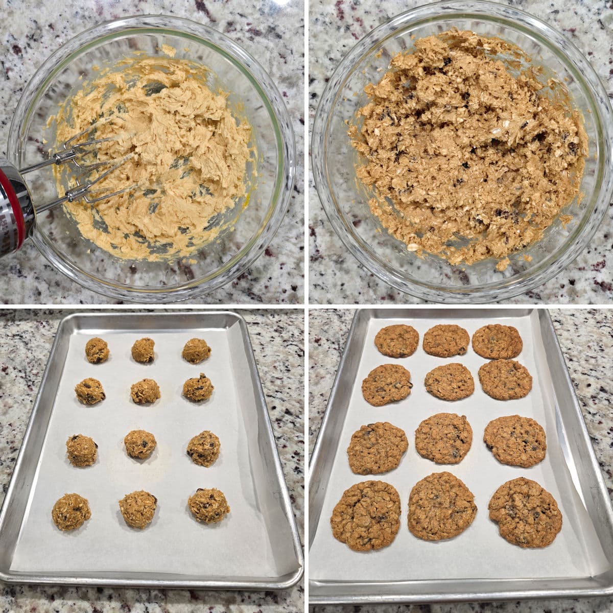 Making einkorn oatmeal cookies.