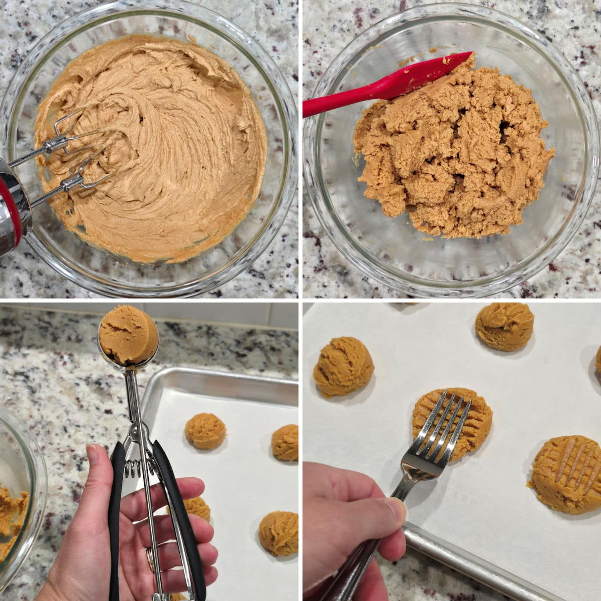 Making einkorn peanut butter cookies.