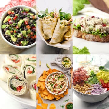 Decorative collage of no-cook summer meals.