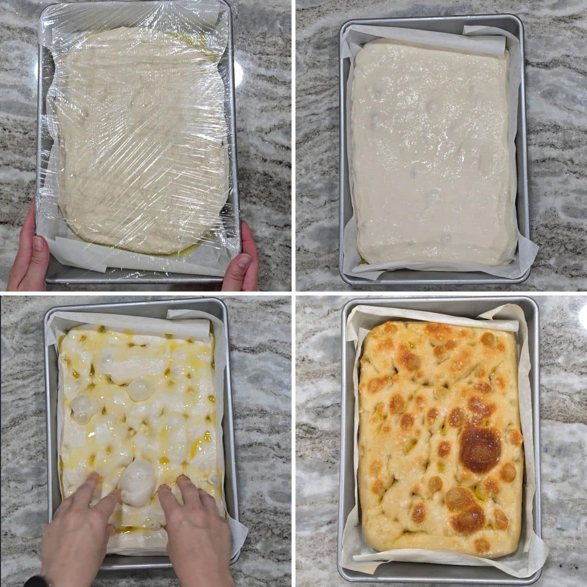 Baking focaccia bread.