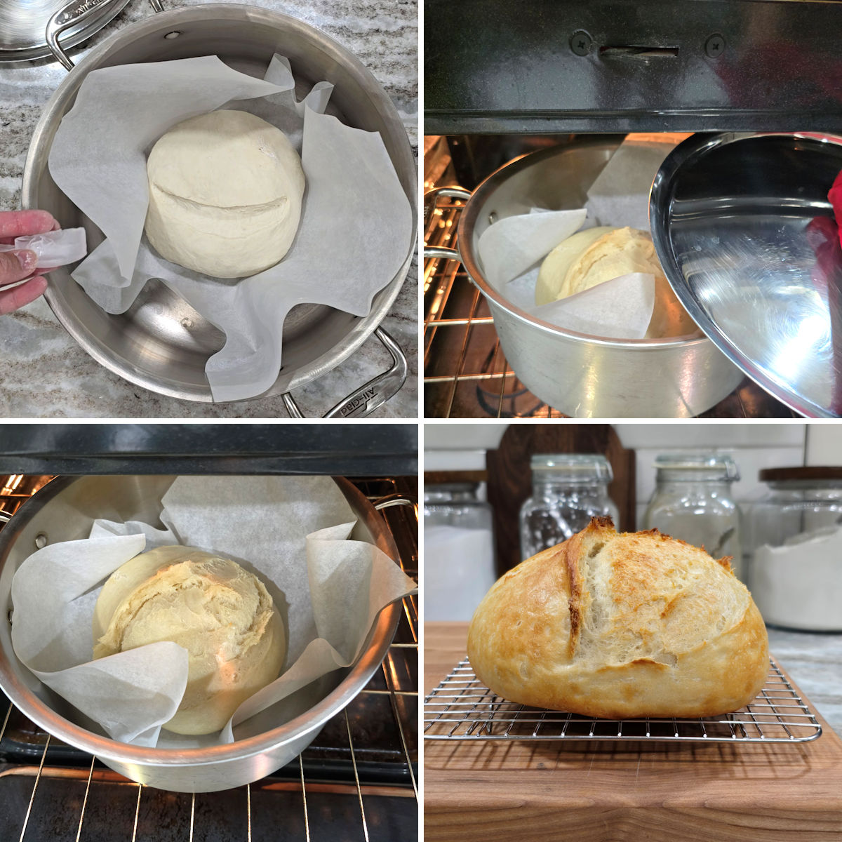 Baking overnight no knead bread in a stock pot.