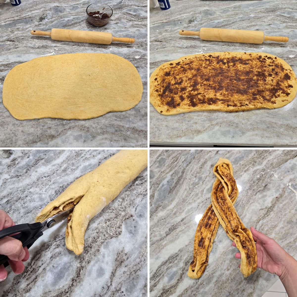 Assembling pumpkin babka.