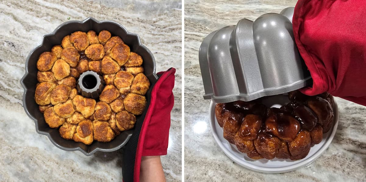 Baking monkey bread.
