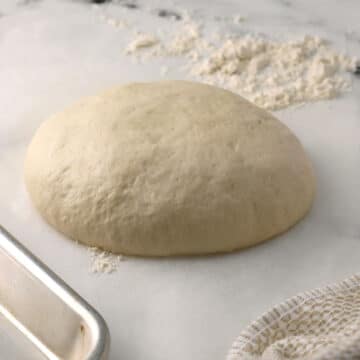 A ball of pizza dough.