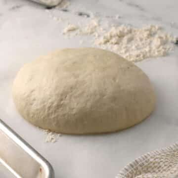 A ball of pizza dough.